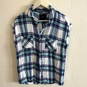 Rails Blue and White Plaid Button Down Shirt
